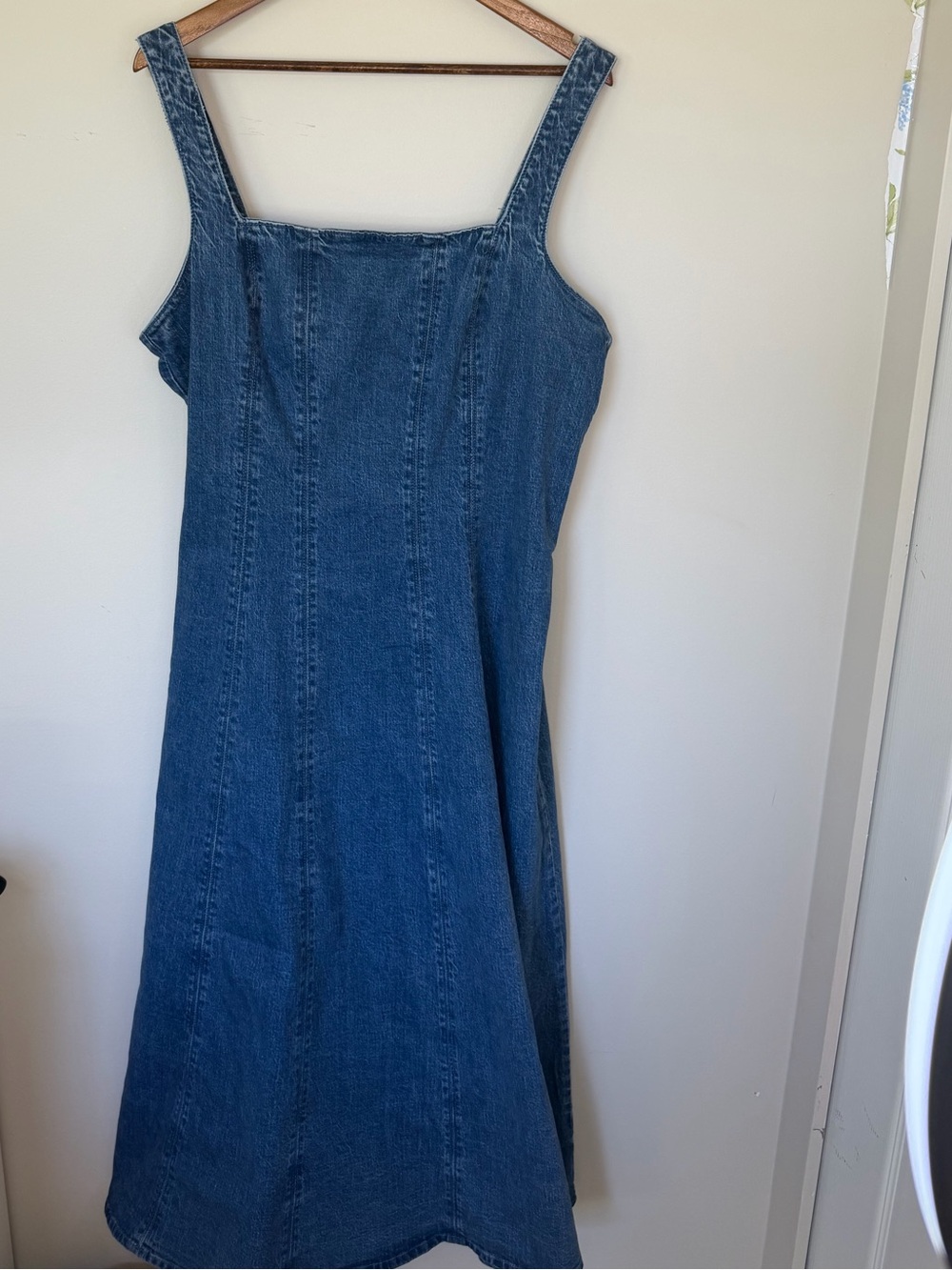 Abercrombie & Fitch Blue Denim Square-Neck Midi Dress